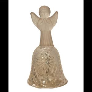 Vtg LaVie Frosted Angel Praying On Clear Glass Bell